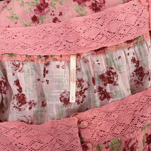 Free people Alessia Print Mini Dress Floral Flutter Sleeve Lace Cotton S 283601 - Picture 8 of 8